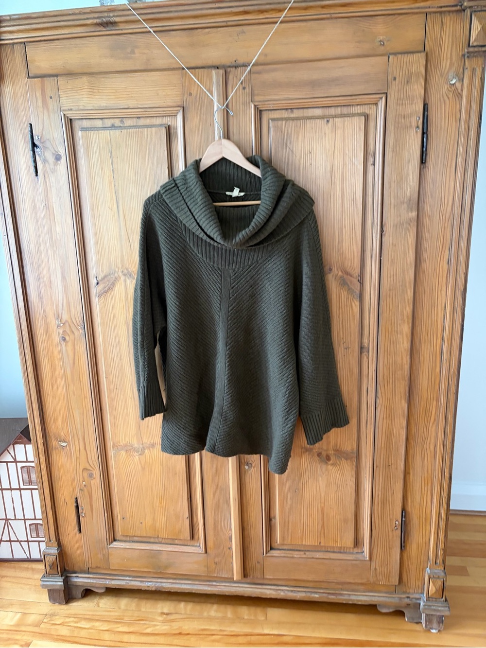 Eileen Fisher Olive Green Cowl Neck Sweater